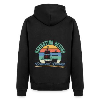 Über Kolumbus' Mut hinaus navigieren Kolumbus-Tag - Unisex Premium Bio Zip Hoodie - Schwarz - Hinten - Nico (187cm)