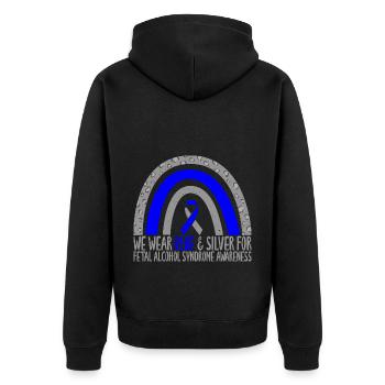 Coor Rainbow Art We Wear Blue & Silver For Fetal - Unisex Premium Organic Zip Hoodie - black - Back - Nico (187cm)