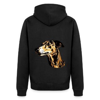 Greyhound Dog Head Animal - Unisex Premium Organic Zip Hoodie - black - Back - Nico (187cm)