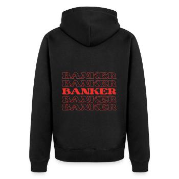 Banquier Caisse Caisse Employé Banque - Veste à capuche bio Premium Unisexe - noir - Dos - Nico (187cm)
