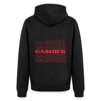 Kassierer Bankangestellter Sachbearbeiter Geldsachbearbeiter - Unisex Premium Bio Zip Hoodie - Schwarz - Hinten - Nico (187cm)