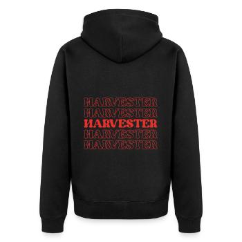 Harvester Farmer Crop Picker Reaper Collector - Unisex Premium Organic Zip Hoodie - black - Back - Nico (187cm)