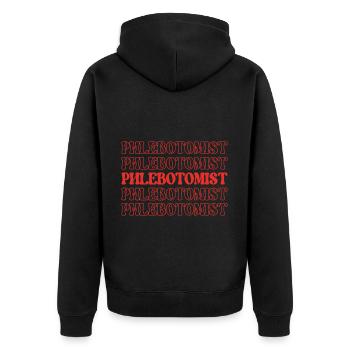 Phlebotomist-Blutspender Venipuncturist-Blut - Unisex Premium Bio Zip Hoodie - Schwarz - Hinten - Nico (187cm)