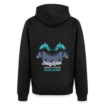 SongKran Festival of Water Thailand - Unisex Premium Organic Zip Hoodie - black - Back - Nico (187cm)
