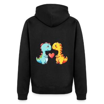 Dinosaure Brontosaure Couple Amour Couple Amour Couple - Veste à capuche bio Premium Unisexe - noir - Dos - Nico (187cm)
