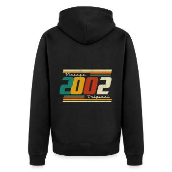 2002 Jahrgang Geburtstag Retro Vintage Geschenk - Unisex Premium Bio Zip Hoodie - Schwarz - Hinten - Nico (187cm)