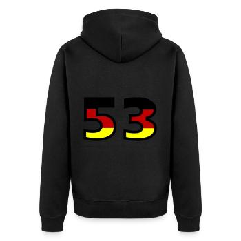 53 Numéro Allemagne Jersey - Veste à capuche bio Premium Unisexe - noir - Dos - Nico (187cm)