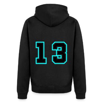 13 Zahl symbol - Unisex Premium Bio Zip Hoodie - Schwarz - Hinten - Nico (187cm)