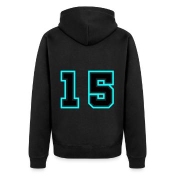 Symbole de 15 chiffres - Veste à capuche bio Premium Unisexe - noir - Dos - Nico (187cm)