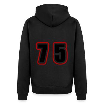 75 Nombre Collège - Veste à capuche bio Premium Unisexe - noir - Dos - Nico (187cm)