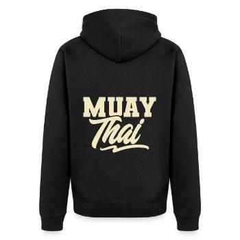 Muay Thai - Unisex Premium Bio Zip Hoodie - Schwarz - Hinten - Nico (187cm)