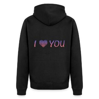 i love you - Unisex Premium Bio Zip Hoodie - Schwarz - Hinten - Nico (187cm)