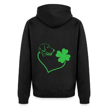 Labrador Dog Cloverleaf Lucky Charm Love - Unisex Premium Organic Zip Hoodie - black - Back - Nico (187cm)