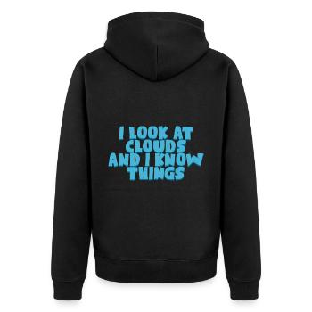 I Look At Clouds And I Know Things 4 - Unisex Premium Bio Zip Hoodie - Schwarz - Hinten - Nico (187cm)
