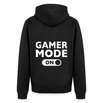 Gamer - Game Mode On - Unisex Premium Bio Zip Hoodie - Schwarz - Hinten - Nico (187cm)