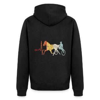 Trotter courses de trot dans un style rétro ou vintage - Veste à capuche bio Premium Unisexe - noir - Dos - Nico (187cm)