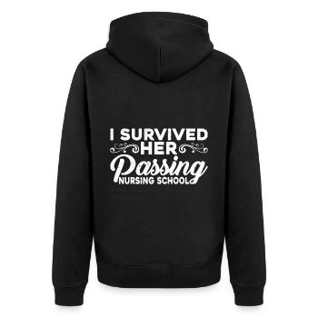 I Survived Her Passing Nursing School 20 - Unisex Premium Organic Zip Hoodie - black - Back - Nico (187cm)