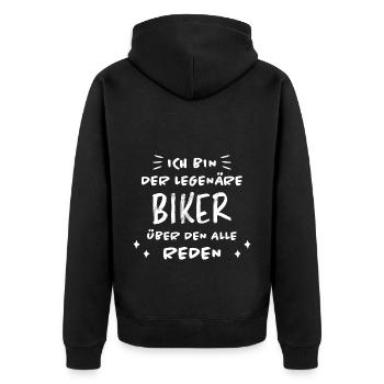 Biker Spruch Bike Fahrrad Motorrad Biker Geschenk - Unisex Premium Bio Zip Hoodie - Schwarz - Hinten - Nico (187cm)