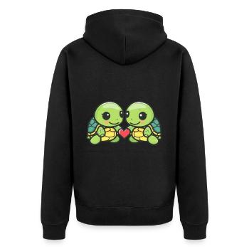 Couple De Tortue Amoureux Animal Saint Valentin - Veste à capuche bio Premium Unisexe - noir - Dos - Nico (187cm)