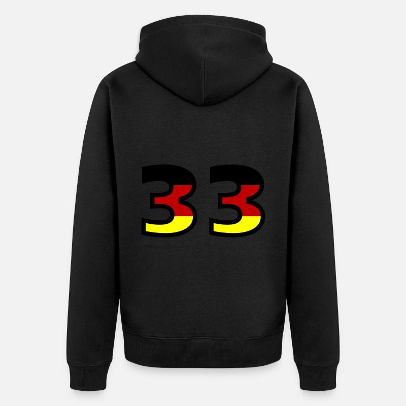 33 Numéro Allemagne Jersey - Veste à capuche bio Premium Unisexe - noir