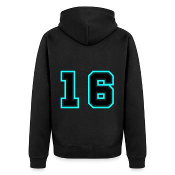 16 Symbole numérique - Veste à capuche bio Premium Unisexe - noir - Dos - Nico (187cm)