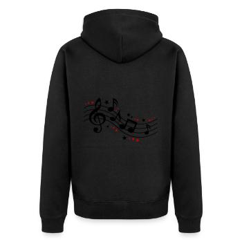 Musiknoten Symbole Musik - Unisex Premium Bio Zip Hoodie - Schwarz - Hinten - Nico (187cm)