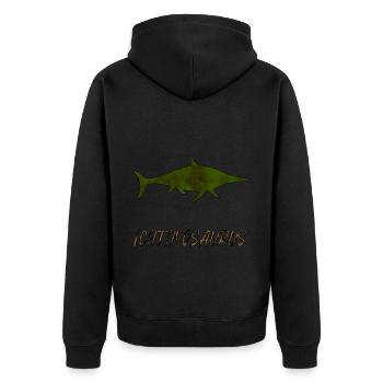 Ichthyosaurus - Unisex Premium Bio Zip Hoodie - Schwarz - Hinten - Nico (187cm)
