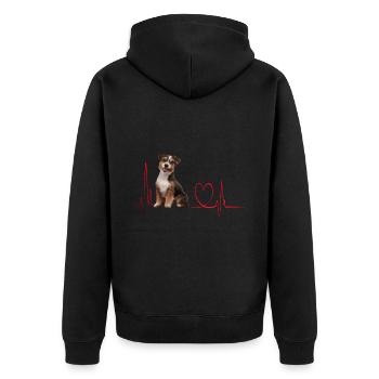 Heartbeat Gift for Dogs - Unisex Premium Organic Zip Hoodie - black - Back - Nico (187cm)