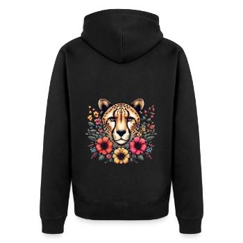 Guépard Fleurs de guépard - Veste à capuche bio Premium Unisexe - noir - Dos - Nico (187cm)