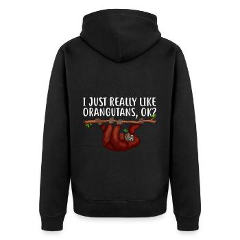 I Just Really Like Orangutans - Funny Orangutan - Unisex Premium Organic Zip Hoodie - black - Back - Nico (187cm)