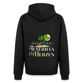 Teneriffa im Herzen Herzschlag Kanaren Spanien - Unisex Premium Bio Zip Hoodie - Schwarz - Hinten - Nico (187cm)