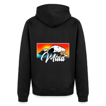 Maui Hawaii Surfen 70er Jahre Strand retro vintage - Unisex Premium Bio Zip Hoodie - Schwarz - Hinten - Nico (187cm)