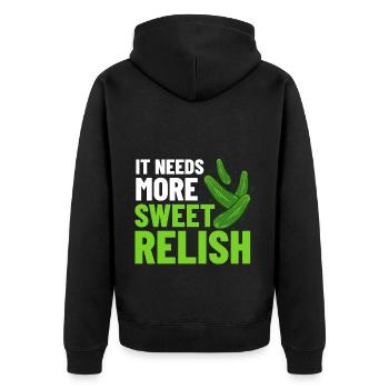 Sweet Relish Pickles Bottle Spice Jar - Unisex Premium Organic Zip Hoodie - black - Back - Nico (187cm)