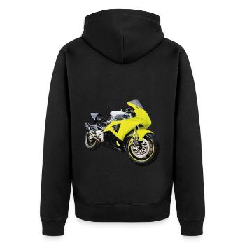 Vélo de jour sur piste - Veste à capuche bio Premium Unisexe - noir - Dos - Nico (187cm)
