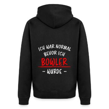 Bowling Lustiger Spruch Bowler Sprüche Geschenk - Unisex Premium Bio Zip Hoodie - Schwarz - Hinten - Nico (187cm)