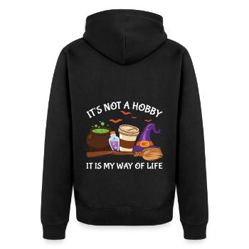 Halloween Skeleton Pumpkin - Unisex Premium Organic Zip Hoodie - black - Back - Nico (187cm)