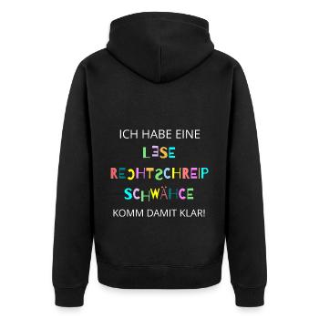 LRS Lese-Rechtschreib-Schwäche Rechtschreibung - Unisex Premium Bio Zip Hoodie - Schwarz - Hinten - Nico (187cm)