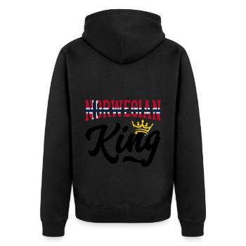 Norwegischer König Norwegen Norwegische Flagge - Unisex Premium Bio Zip Hoodie - Schwarz - Hinten - Nico (187cm)