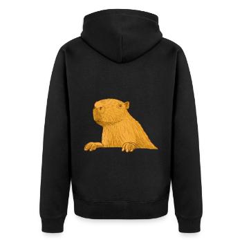 Capybara - Unisex Premium Bio Zip Hoodie - Schwarz - Hinten - Nico (187cm)