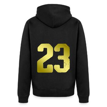 23 Maillot numéro - Veste à capuche bio Premium Unisexe - noir - Dos - Nico (187cm)