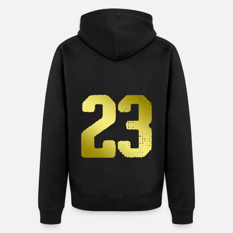 23 Maillot numéro - Veste à capuche bio Premium Unisexe - noir