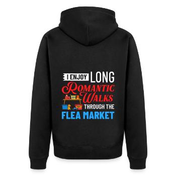 Flea Market Flea Market Funny Articles Market - Unisex Premium Organic Zip Hoodie - black - Back - Nico (187cm)