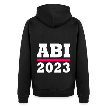 Abi 2023 - Unisex Premium Bio Zip Hoodie - Schwarz - Hinten - Nico (187cm)