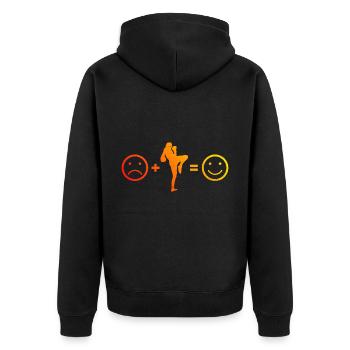 Women's Thai Boxing Muay Thai Men's Thai Boxer - Unisex Premium Organic Zip Hoodie - black - Back - Nico (187cm)