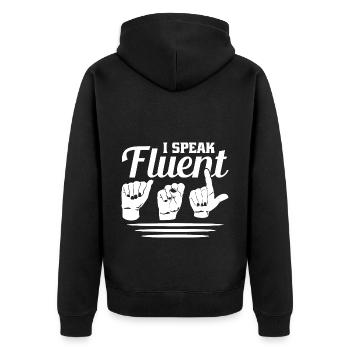 Langue des signes sourde Fierté sourde - Veste à capuche bio Premium Unisexe - noir - Dos - Nico (187cm)