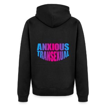 Anxious Transexual 3 - Unisex Premium Organic Zip Hoodie - black - Back - Nico (187cm)