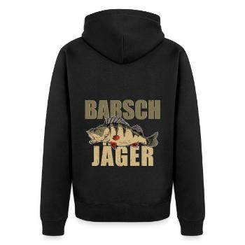 Barsch Jäger Barsche Angeln Kretzer Flussbarsch - Unisex Premium Bio Zip Hoodie - Schwarz - Hinten - Nico (187cm)