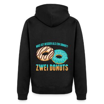 Was ist besser als ein Donut? Zwei Donuts Lieblibg - Unisex Premium Bio Zip Hoodie - Schwarz - Hinten - Nico (187cm)