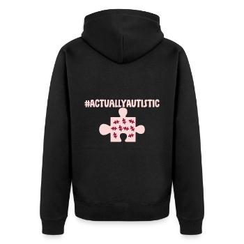 #actuallyautistic 2 - Unisex Premium Organic Zip Hoodie - black - Back - Nico (187cm)
