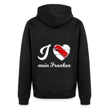 Das schöne Frankenland - Unisex Premium Bio Zip Hoodie - Schwarz - Hinten - Nico (187cm)